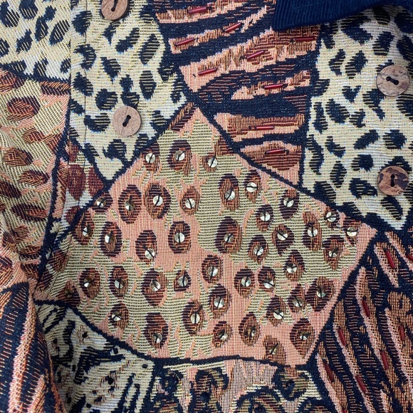 New Direction Womens Medium Large Jacket Button Front Multi Animal Print Brown - Picture 5 of 8